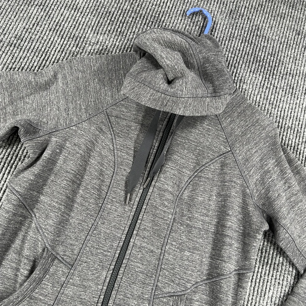 Athleta Hoodie Womens Medium Gray Full Zip Funnel Neck‎ Longline Thumbholes Knit